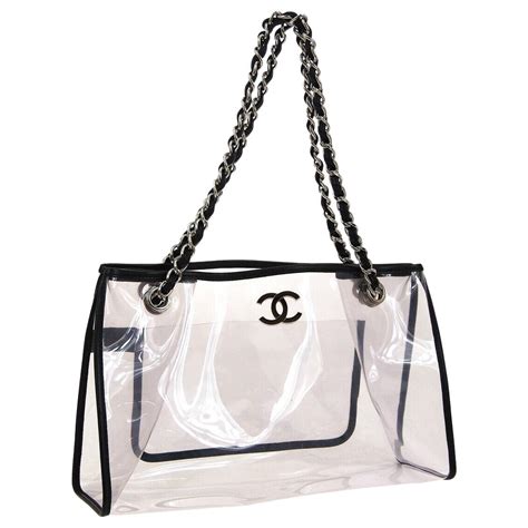 chanel messenger bag black|Chanel transparent tote bag.